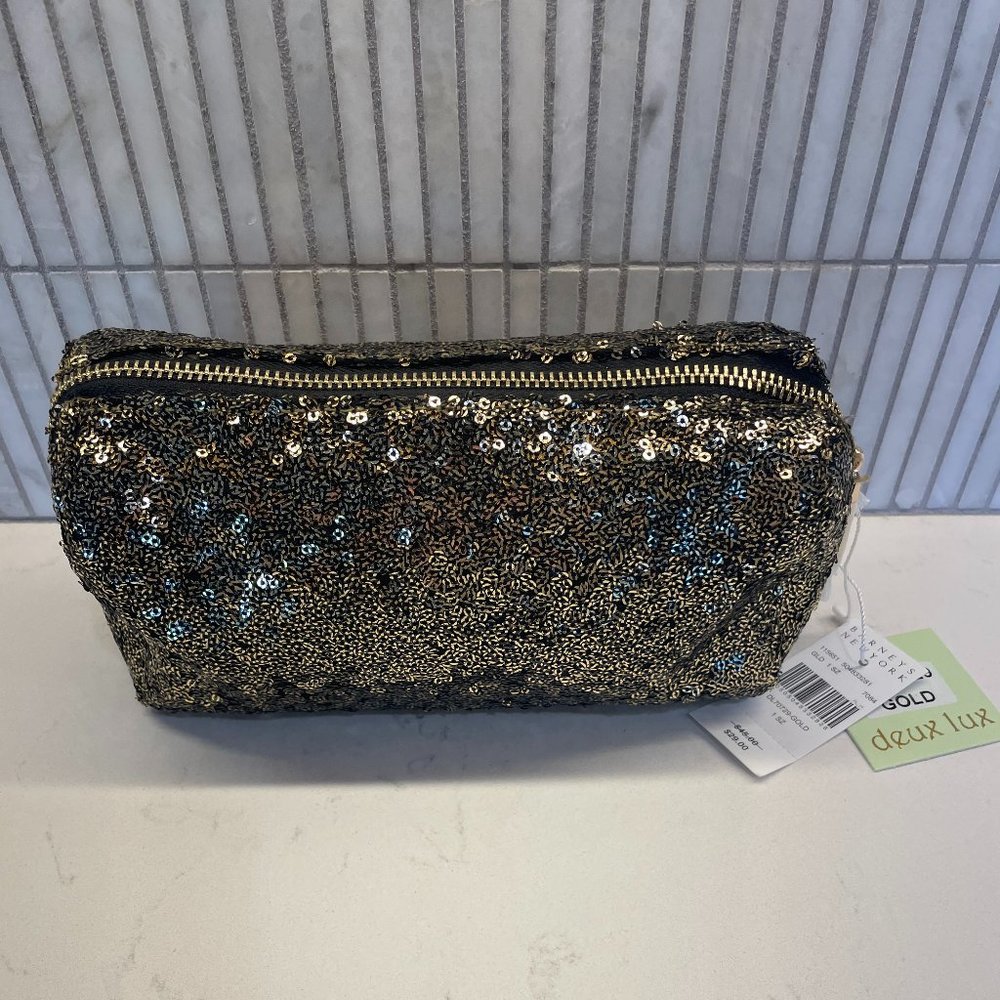 Deux Lux Gold Sequin Pouch, NWT